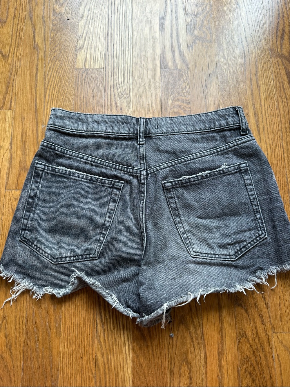 Zara Black Washed Distressed Denim Cutoff Shorts - Picture 2 of 3